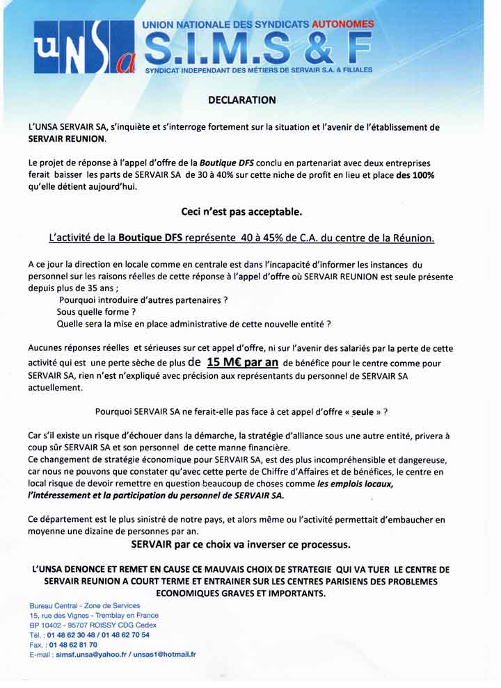 servair réunion