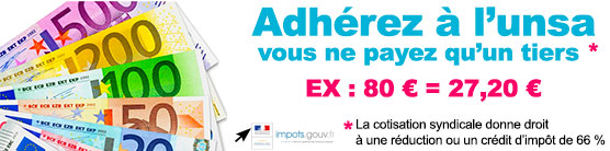 Cotisation Syndicale réduit l'impôt UNSA pour tous les adhérents